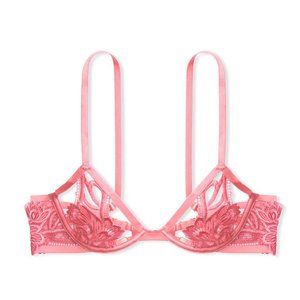 Victoria's Secret VERY SEXY Unlined Pink Strappy Embroidered Demi Bra